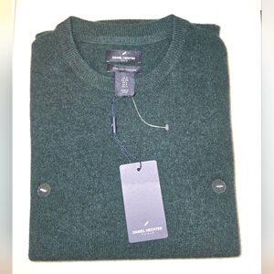 NWT Men's Daniel Hechter 100% 2-ply Cashmere Green Sweater